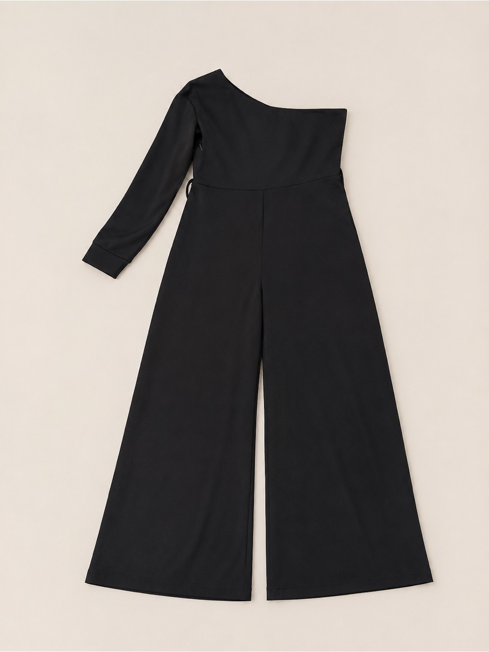 One-Shoulder Black Wide-Leg Jumpsuit